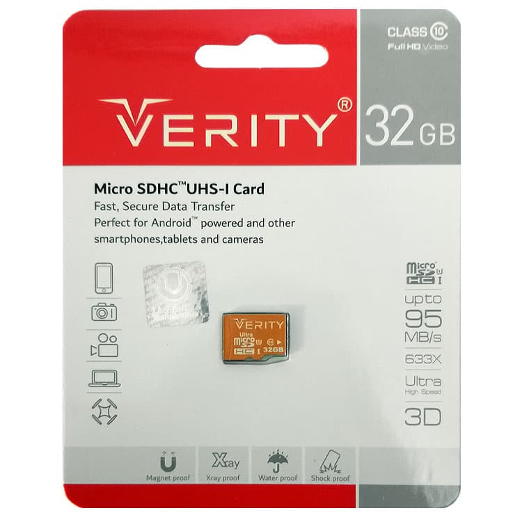 کارت حافظه microSDHC وریتی کلاس 10 استاندارد UHS-I U1 سرعت 95MBps ظرفیت 32 گیگابایت - یزد موبایل