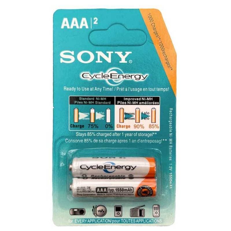 باتری نیم قلمی قابل شارژ سونی مدل NH-AA HR15/51 ظرفیت 1550 میلی آمپر ساعت بسته 2 عددی - یزد موبایل