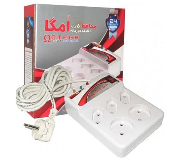 چند راهی برق و محافظ برق کامپیوتر 5 خانه امگا کلیددار طول 3 متر - تصویر 1