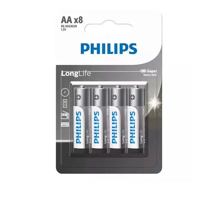 باتری قلمی فیلیپس مدل Long Life R6 Mignon بسته 8 عددی - تصویر 1