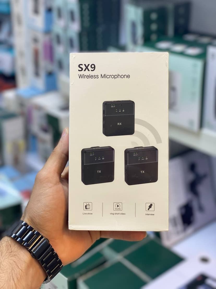 میکروفن حرفه ای بیسیم مدل SX9 3in1 (آیفونی و اندرویدی ) دو کاربره - یزد موبایل